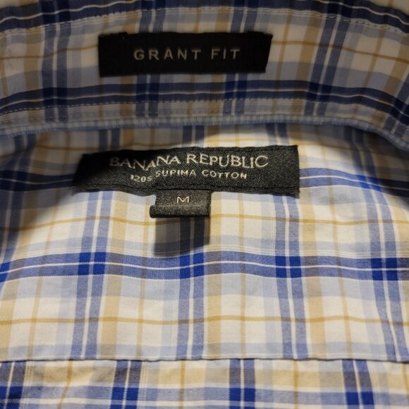 Banana Republic Blue and White Checkered Casual Button Down Shirt - Picture 6 of 12
